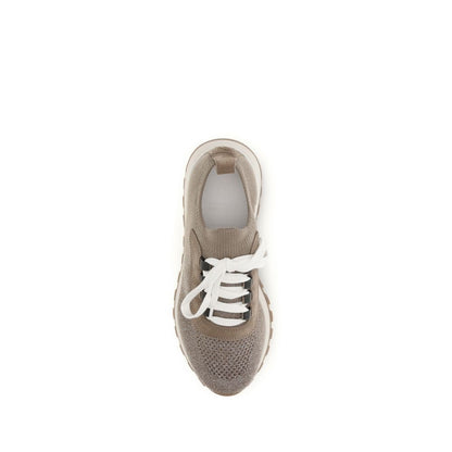 Sneakers by Brunello Cucinelli for women in viscose polyester cotton beige presents a impeccable silhouette as Women's Chunky Viscose Polyester Cotton Sneakers, expertly defined by a impeccable chunky style for a impeccable, high-fashion look.
