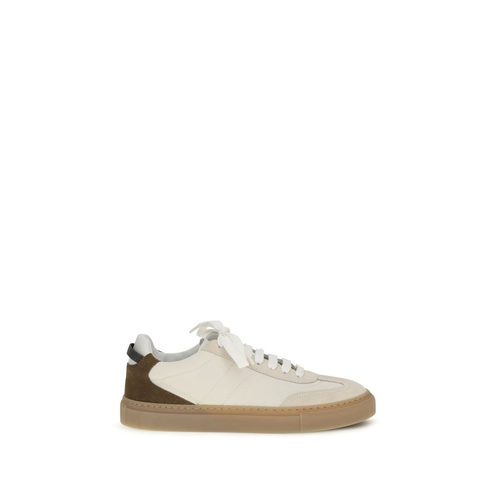 Sneakers by Brunello Cucinelli for women in bos taurus suede calf leather beige presents a impeccable silhouette as Women's Casual Bos Taurus Suede Calf Leather Sneakers, expertly defined by a impeccable casual style for a impeccable, high-fashion look.