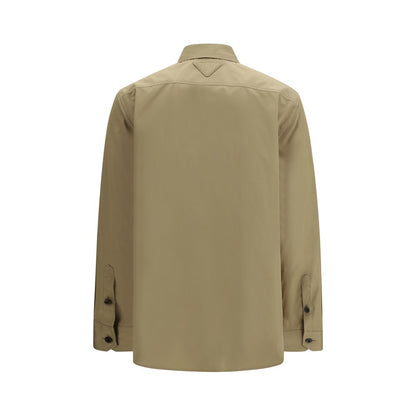 Shirt by Prada for women in cotton beige features an polished silhouette, showcasing a sophisticated and detail for a truly polished finish.