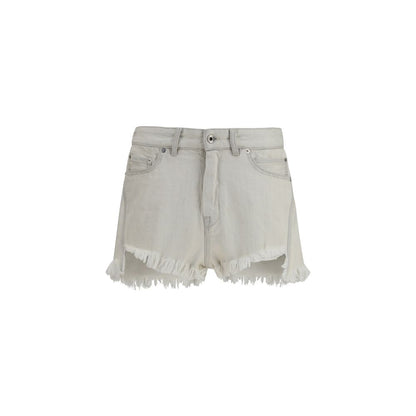 Denim Shorts by Rick Owens for women in denim cotton beige presents a utilitarian silhouette, showcasing a utilitarian straight & regular-fit with a short and mid rise.