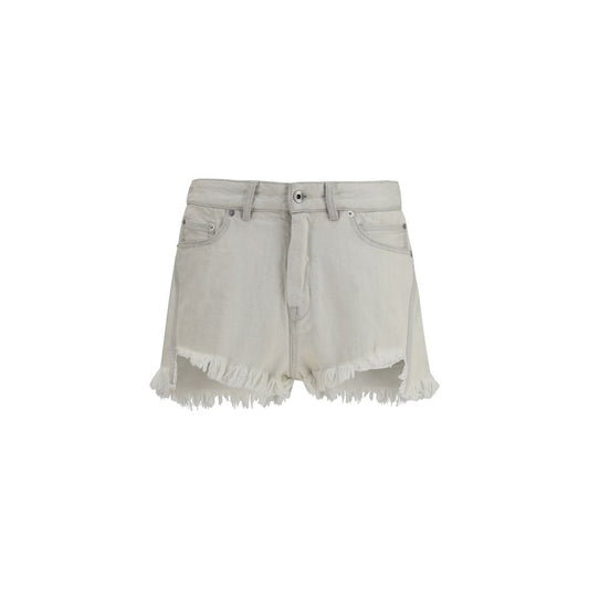 Denim Shorts by Rick Owens for women in denim cotton beige presents a utilitarian silhouette, showcasing a utilitarian straight & regular-fit with a short and mid rise.