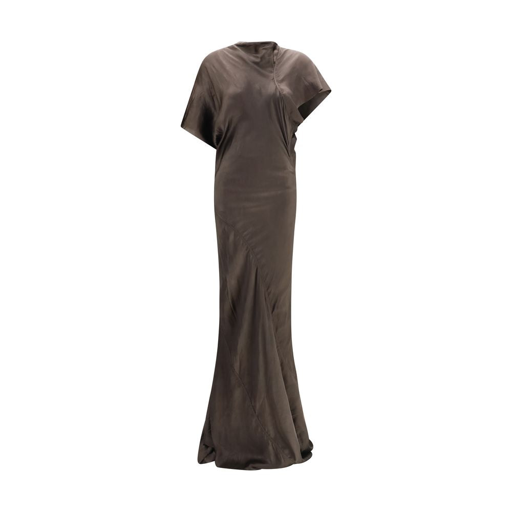 Dress by Rick Owens for women in cupro satin brown & copper features an cute silhouette, detailed with a and that elegantly flows into a cute long.