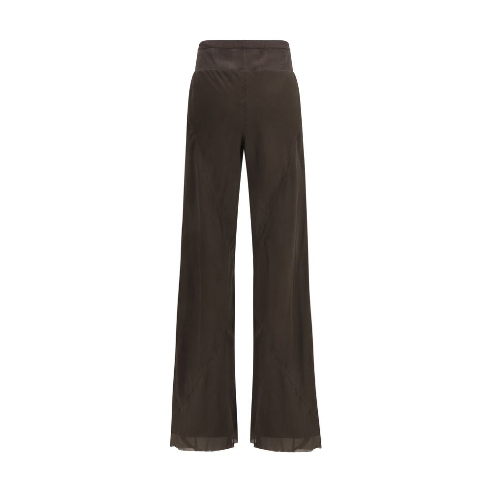 Casual Pants by Rick Owens for women in cupro silk satin brown & peach features an refined tailoring silhouette, showcasing a premium regular-fit with a and long cut for a refined tailoring look.
