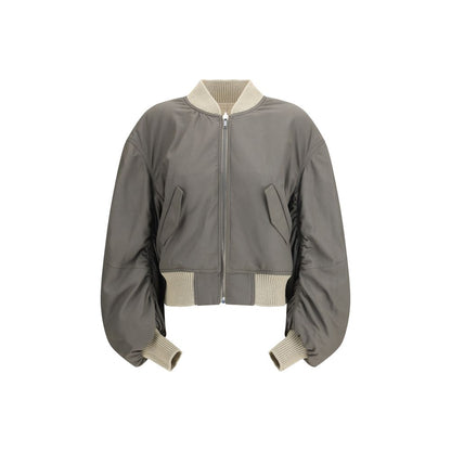 Bomber Jacket by Rick Owens for women in polyester & lamb leather beige presents a effortlessly chic silhouette, showcasing a sophisticated and premium pockets for a truly effortlessly chic finish.