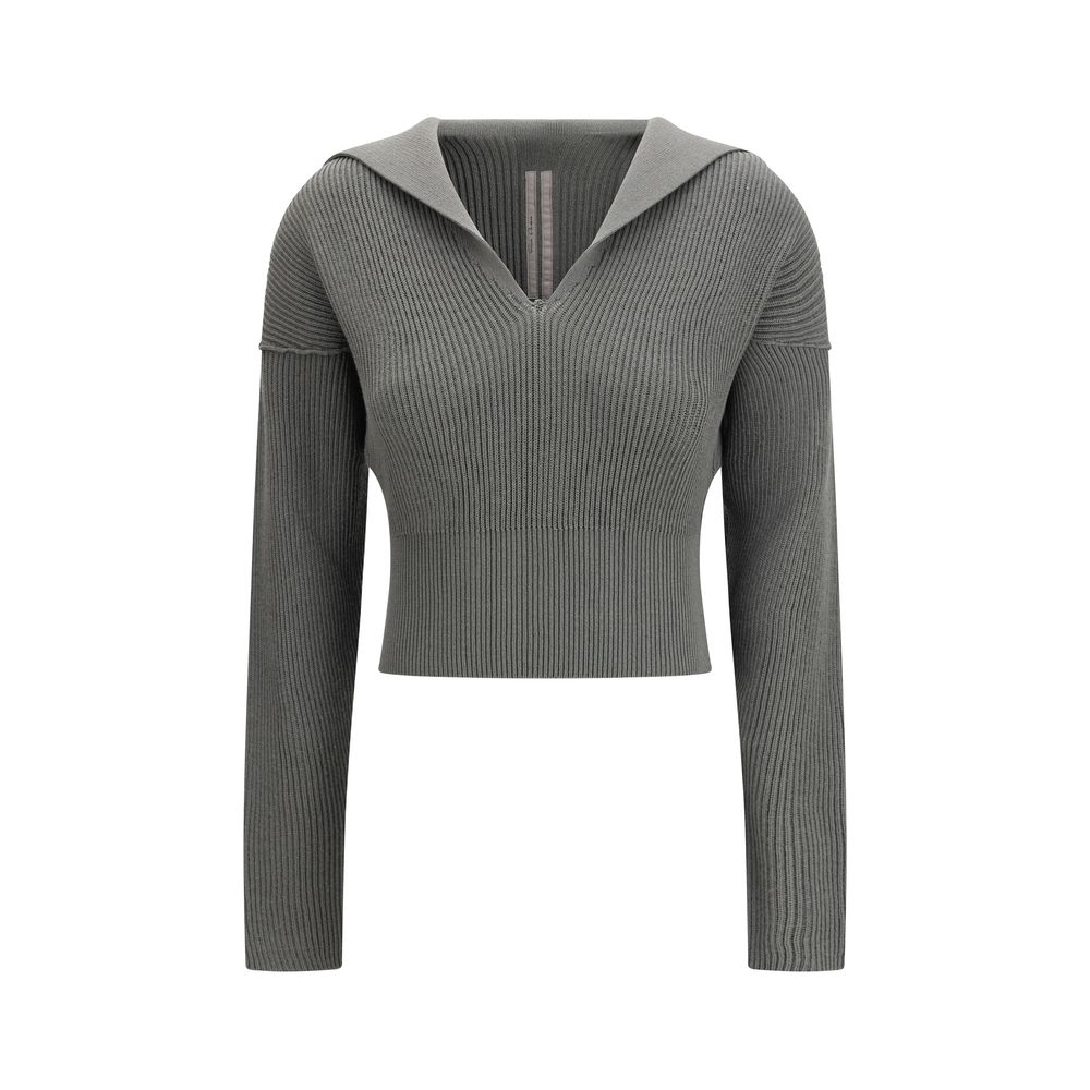 Sweatshirt by Rick Owens for women in virgin wool bicolour features an magnificent silhouette, showcasing a sophisticated v-neck neckline and long-sleeve detail for a truly magnificent finish.