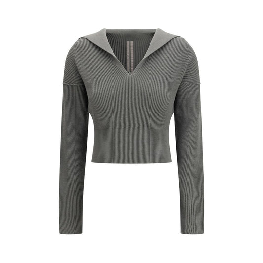 Sweatshirt by Rick Owens for women in virgin wool bicolour features an magnificent silhouette, showcasing a sophisticated v-neck neckline and long-sleeve detail for a truly magnificent finish.