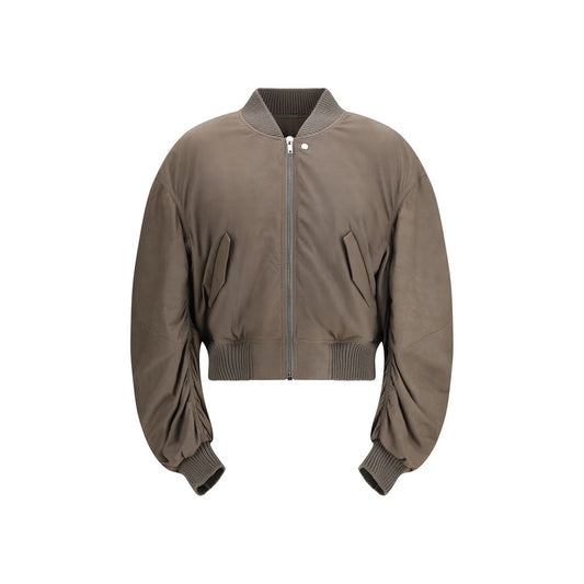 Bomber Jacket by Rick Owens for men in lambskin leather & cotton gray presents a effortlessly chic silhouette, showcasing a sophisticated and premium pockets for a truly effortlessly chic finish.