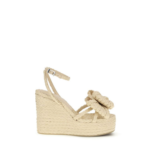 Wedge Sandals by MACH & MACH for women in raffia beige features an statuesque Women's Raffia Wedge Sandals silhouette with a refined wedge and elegant .
