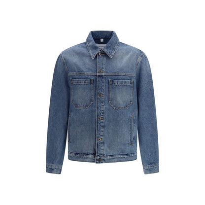 Trucker Jacket by Off-White for men in denim cotton blue, white & signature presents a effortlessly chic silhouette, showcasing a sophisticated and premium pockets for a truly effortlessly chic finish.