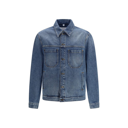 Trucker Jacket by Off-White for men in denim cotton blue, white & signature presents a effortlessly chic silhouette, showcasing a sophisticated and premium pockets for a truly effortlessly chic finish.
