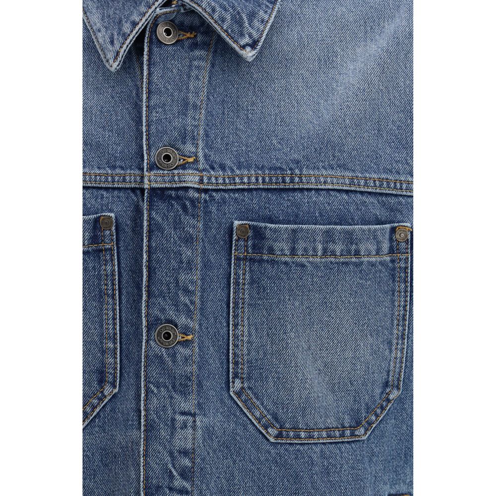 Trucker Jacket by Off-White for men in denim cotton blue, white & signature features an on trend silhouette, showcasing refined pockets and a sophisticated for a truly on trend finish.