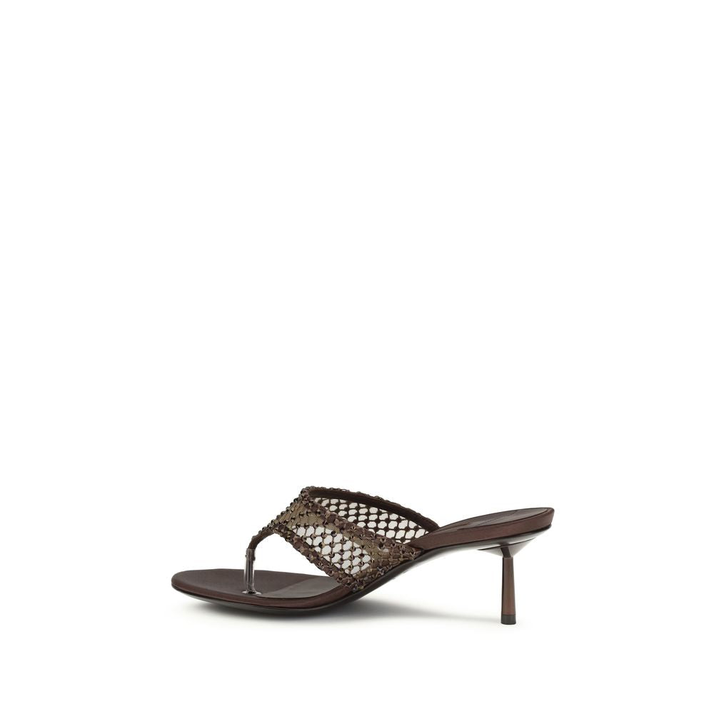 Stiletto Sandals by LE SILLA for women in goatskin leather & crystal brown & gray features an effortlessly chic silhouette from the Women's Goatskin Leather & Crystal Stiletto Sandals collection, showcasing a effortlessly chic stiletto and elegant .