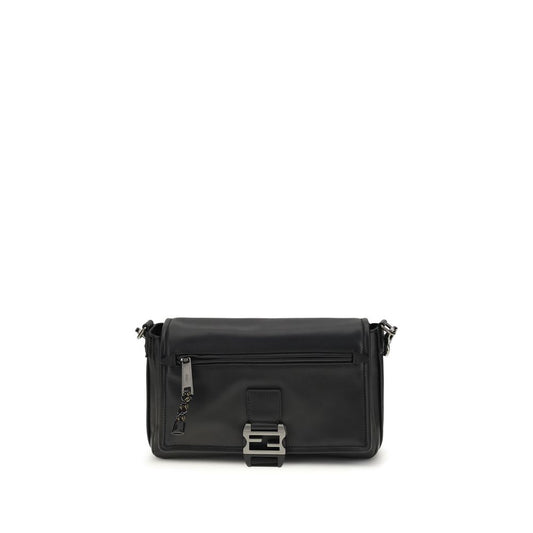 Large Shoulder Messenger Bag by Fendi for men in bos taurus calf leather black features an effortlessly chic silhouette with a secure flap, zipper & buckle, ample , and versatile shoulder-strap & adjustable-strap for effortlessly chic everyday luxury.