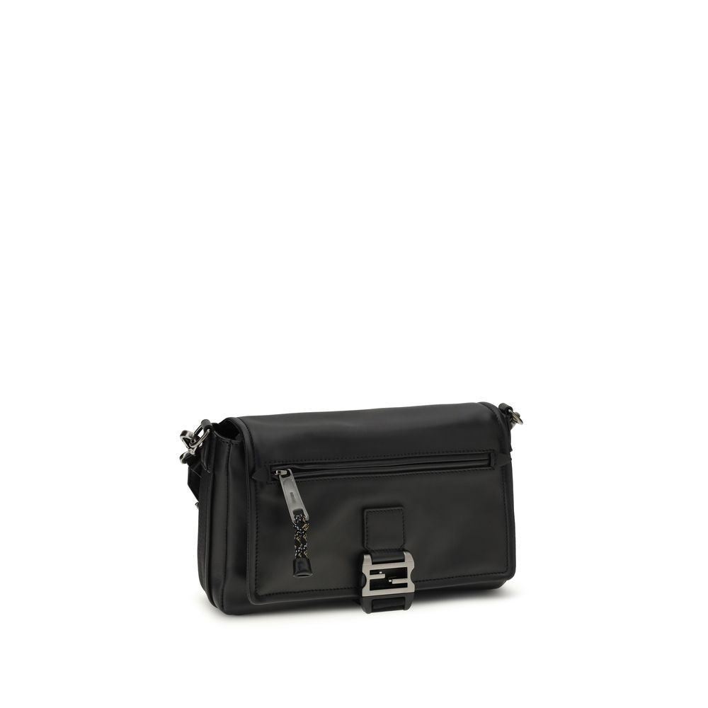 Large Shoulder Messenger Bag by Fendi for men in bos taurus calf leather black features a distinguished silhouette, showcasing a secure flap, zipper & buckle and distinguished with versatile shoulder-strap & adjustable-strap for a distinguished finish.