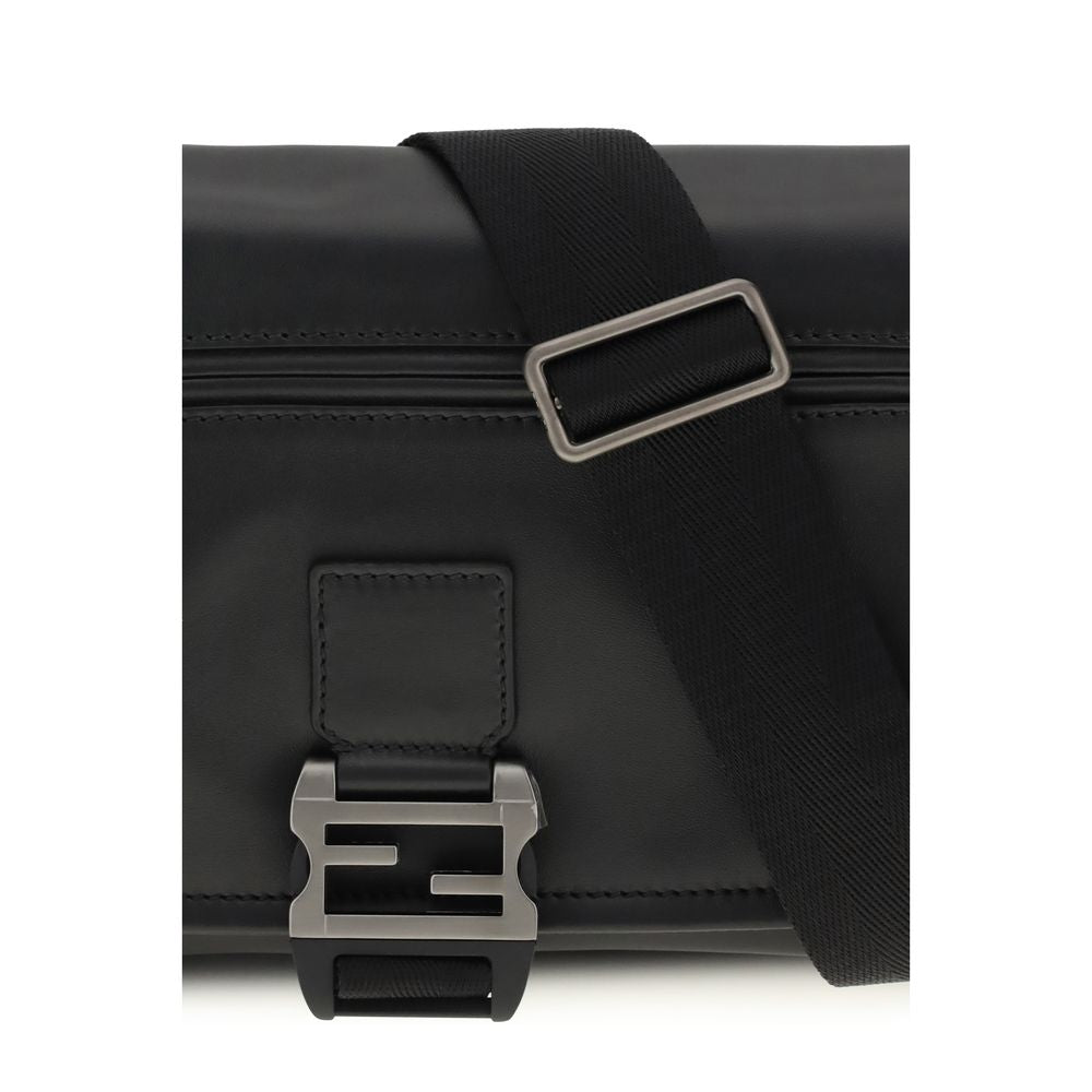 Large Shoulder Messenger Bag by Fendi for men in bos taurus calf leather black features a effortless chic silhouette with a secure flap, zipper & buckle, ample , and versatile shoulder-strap & adjustable-strap for a effortless chic finish.