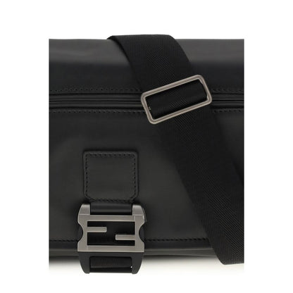 Large Shoulder Messenger Bag by Fendi for men in bos taurus calf leather black features a effortless chic silhouette with a secure flap, zipper & buckle, ample , and versatile shoulder-strap & adjustable-strap for a effortless chic finish.