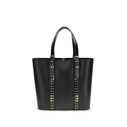 Medium Tote Shoulder Bag by Valentino Garavani for men in bos taurus calf leather black, gold & silver features a effortless sophistication silhouette, secured by a buckle & button with ample and versatile adjustable-strap & handle for a effortless sophistication finish.