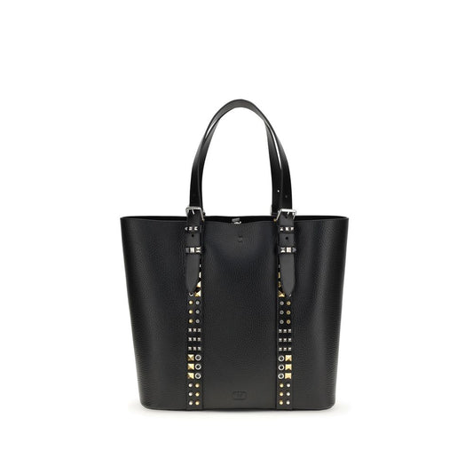 Medium Tote Shoulder Bag by Valentino Garavani for men in bos taurus calf leather black, gold & silver features a effortless sophistication silhouette, secured by a buckle & button with ample and versatile adjustable-strap & handle for a effortless sophistication finish.