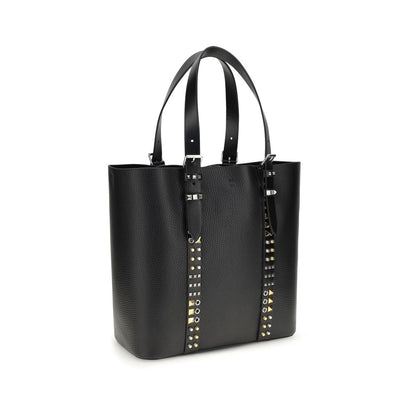 Medium Tote Shoulder Bag by Valentino Garavani for men in bos taurus calf leather black, gold & silver presents a versatile silhouette, showcasing a secure buckle & button and versatile with versatile adjustable-strap & handle for a sophisticated look.