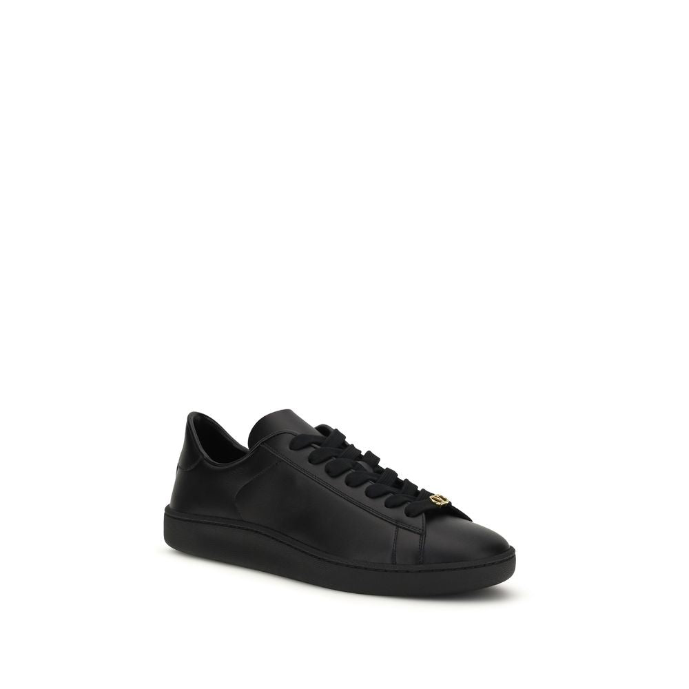 Valentino Garavani V Logo Men's Fashion Bos Taurus Calfskin Leather Sneakers - Black Signature