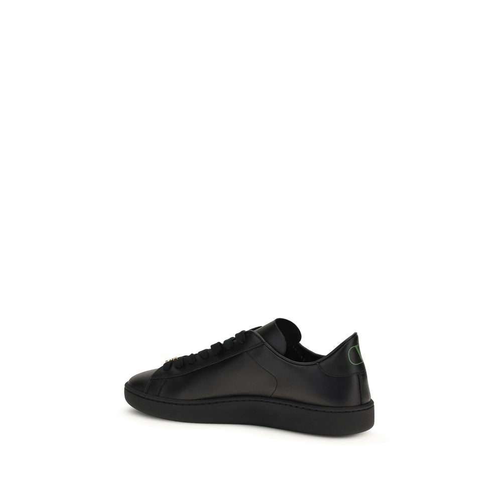 Valentino Garavani V Logo Men's Fashion Bos Taurus Calfskin Leather Sneakers - Black Signature