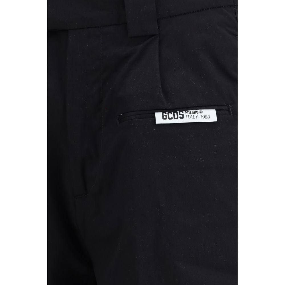 Bermuda Shorts by GCDS for men in cotton black & natural presents a contemporary silhouette, showcasing a contemporary regular-fit with a refined short and elegant .