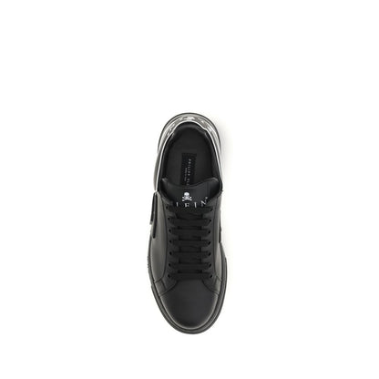 Sneakers by Philipp Plein for men in bos taurus calf leather black features an fashionable silhouette, showcasing the premium Men's Low Top Bos Taurus Calf Leather Sneakers in a fashionable low-top style that offers a fashionable finish for refined style.
