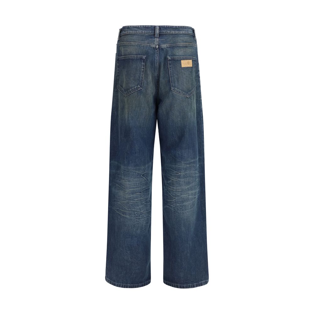 Jeans by MM6 for men in denim cotton blue features an sartorial relaxed-fit & oversized and long with a cut for a sartorial finish.