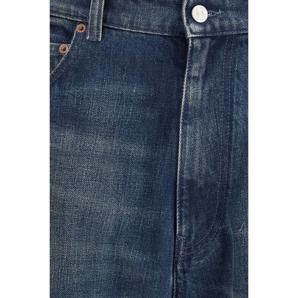 Jeans by MM6 for men in denim cotton blue presents a refined pantology silhouette, artfully defined by a refined pantology relaxed-fit & oversized, long, and a sophisticated .