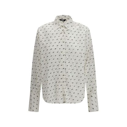 Shirt by GCDS for women in cotton white & patterned features an polished silhouette, showcasing a sophisticated and long-sleeve detail for a truly polished finish.