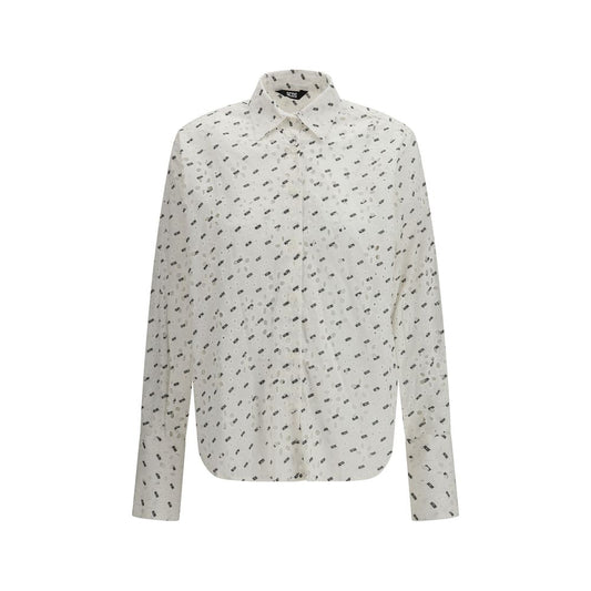 Shirt by GCDS for women in cotton white & patterned features an polished silhouette, showcasing a sophisticated and long-sleeve detail for a truly polished finish.