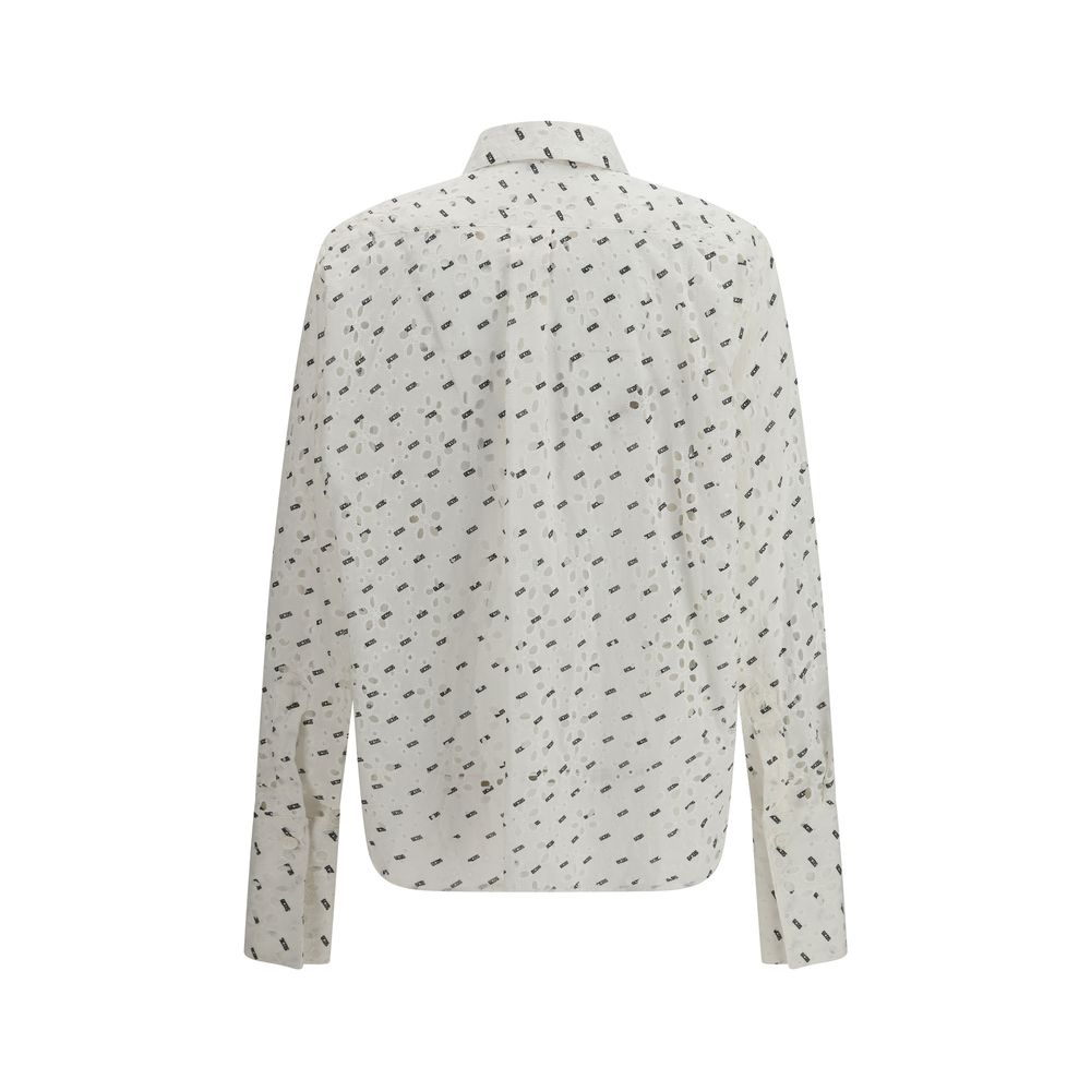 Shirt by GCDS for women in cotton white & patterned presents a discerning silhouette, showcasing a sophisticated and for a truly discerning finish.