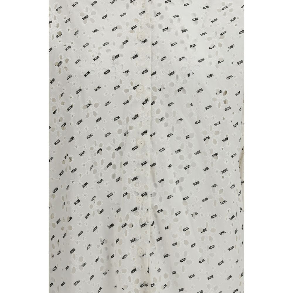Shirt by GCDS for women in cotton white & patterned presents a discerning silhouette, showcasing a sophisticated and for a truly discerning finish.