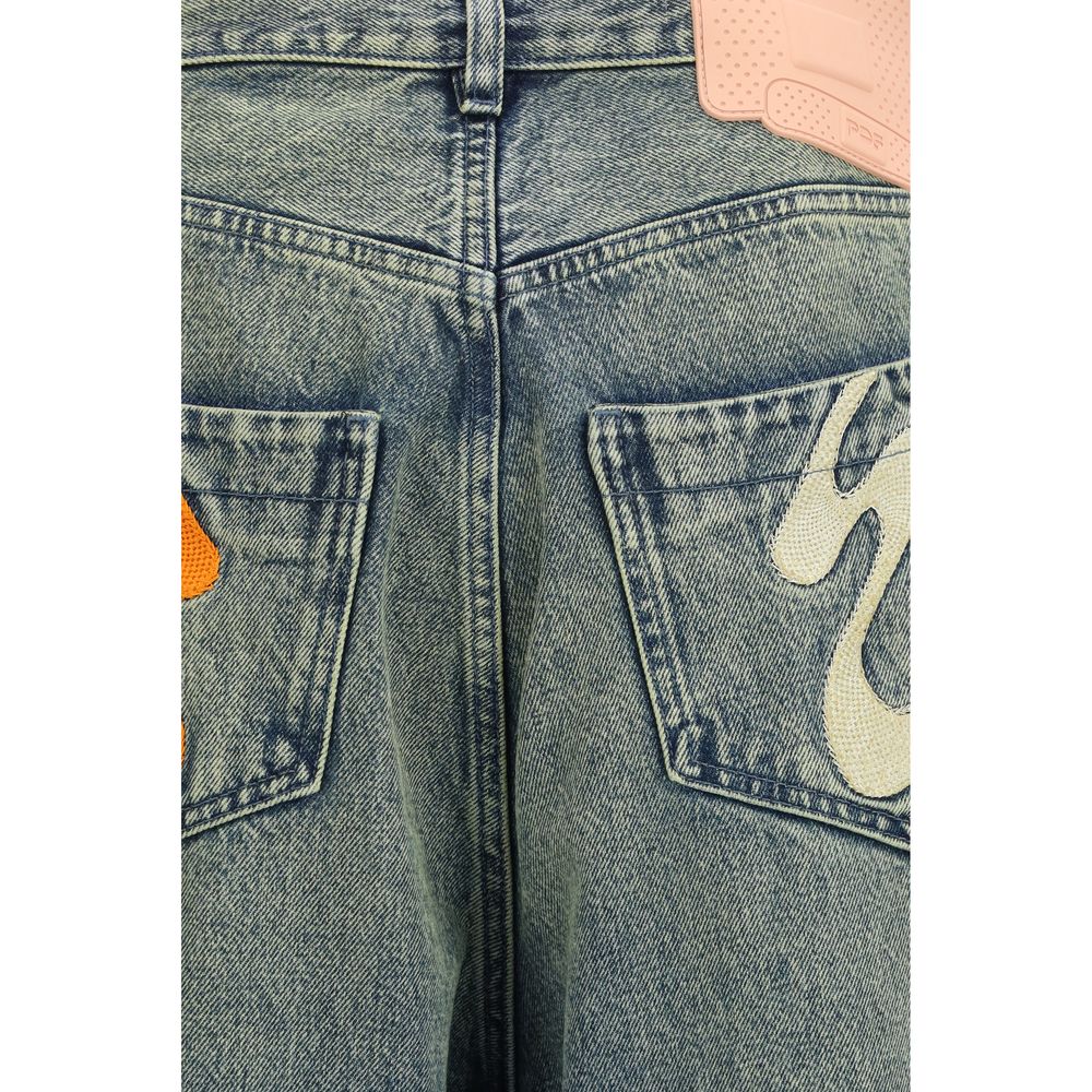 Jeans by PDF Channel for men in denim cotton blue features a polished silhouette with a polished relaxed-fit & regular-fit, reaching a polished long and finished with a polished .