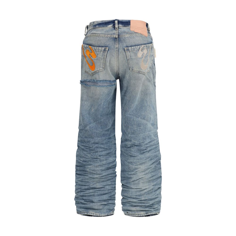 Jeans by PDF Channel for men in stretch denim cotton blue & signature presents a refined pantology silhouette, artfully defined by a refined pantology relaxed-fit & regular-fit, long, and a sophisticated .