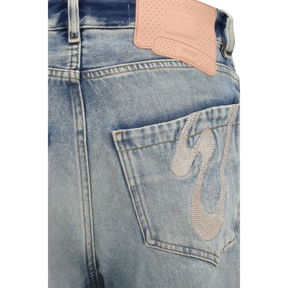 Jeans by PDF Channel for men in stretch denim cotton blue & signature features an refined tailoring silhouette, showcasing a premium relaxed-fit & regular-fit with a and long cut for a refined tailoring look.