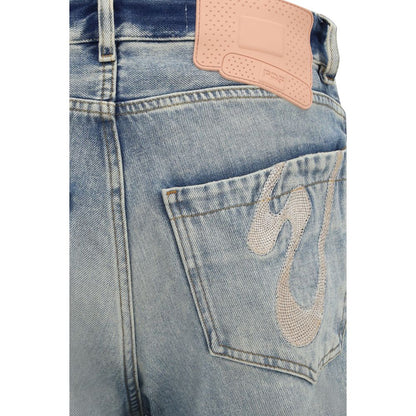 Jeans by PDF Channel for men in stretch denim cotton blue & signature features an refined tailoring silhouette, showcasing a premium relaxed-fit & regular-fit with a and long cut for a refined tailoring look.