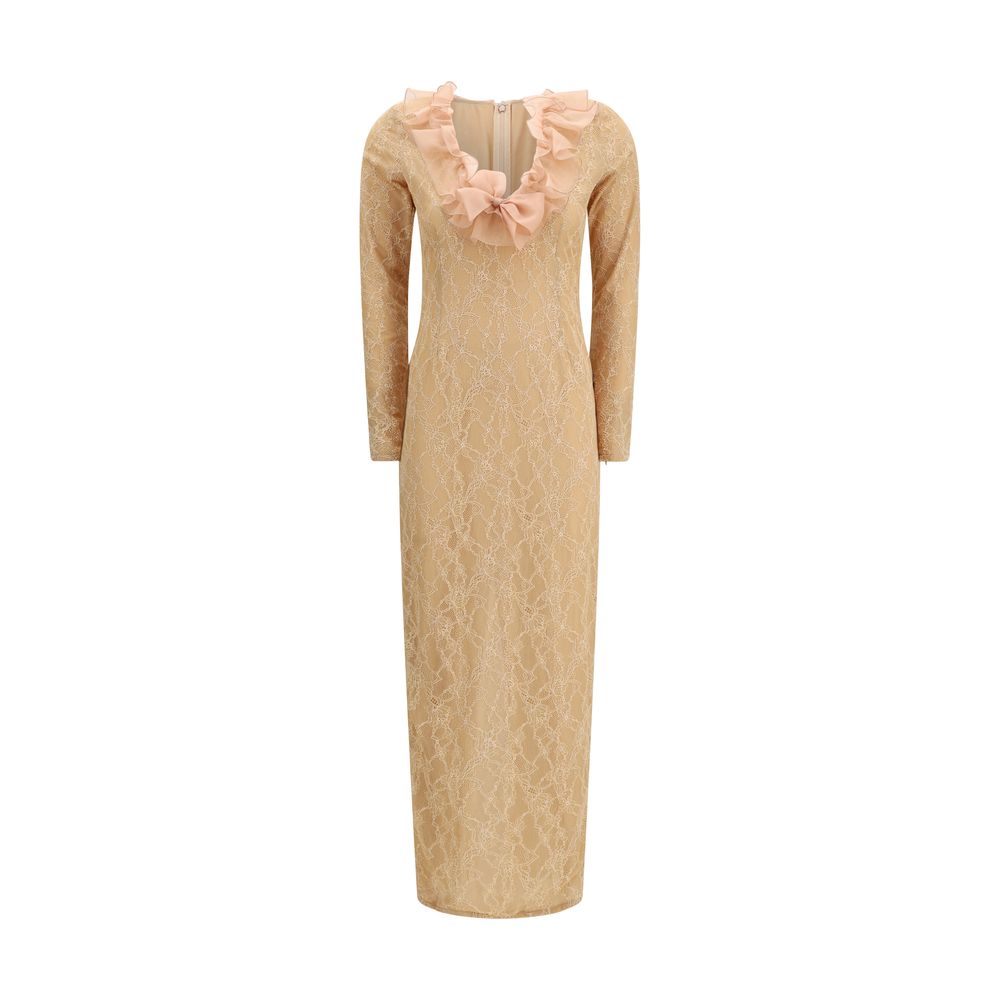 Dress by Alessandra Rich for women in polyamide & lyocell multicolor & patterned showcases a striking silhouette, elegantly detailed with a long-sleeve, refined , and a striking long for a striking finish.
