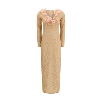 Dress by Alessandra Rich for women in polyamide & lyocell multicolor & patterned showcases a striking silhouette, elegantly detailed with a long-sleeve, refined , and a striking long for a striking finish.