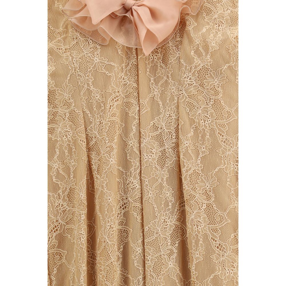 Dress by Alessandra Rich for women in polyamide & lyocell multicolor & patterned features an eye catching silhouette with a sophisticated , elegant , and a refined long for a eye catching aesthetic.
