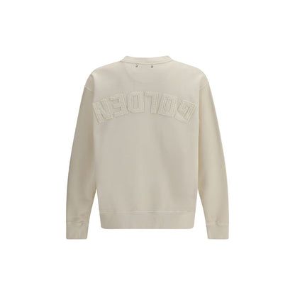 Sweatshirt by Golden Goose for men in cotton beige, gold, white & signature presents a smart casual silhouette, featuring a smart casual and for a sophisticated look.