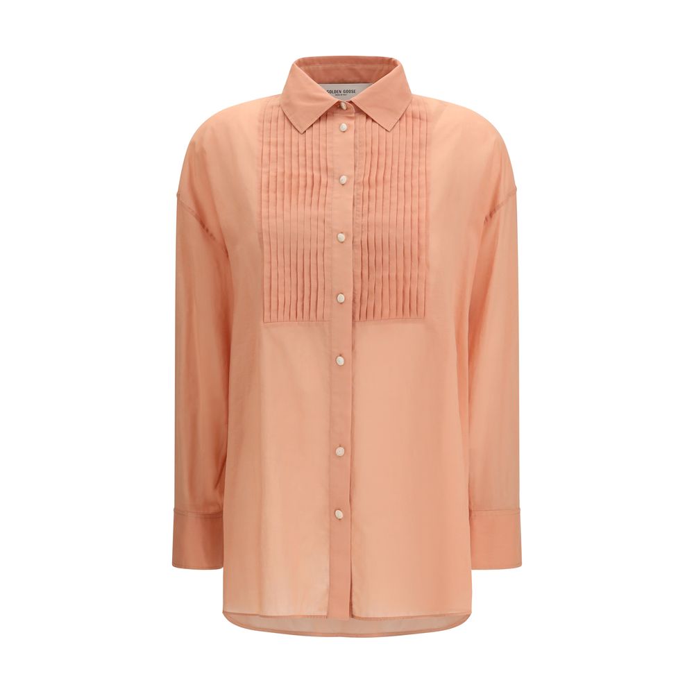 Shirt by Golden Goose for women in cotton brown & signature, featuring a nuanced long-sleeve and nuanced for a sophisticated finish.