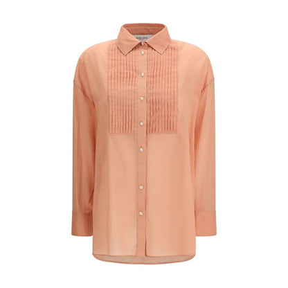 Shirt by Golden Goose for women in cotton brown & signature, featuring a nuanced long-sleeve and nuanced for a sophisticated finish.