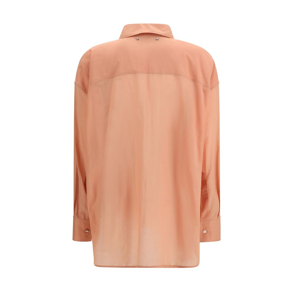 Shirt by Golden Goose for women in cotton brown & signature showcases a sublime silhouette, artfully detailed with a sublime and for a sophisticated, sublime finish.