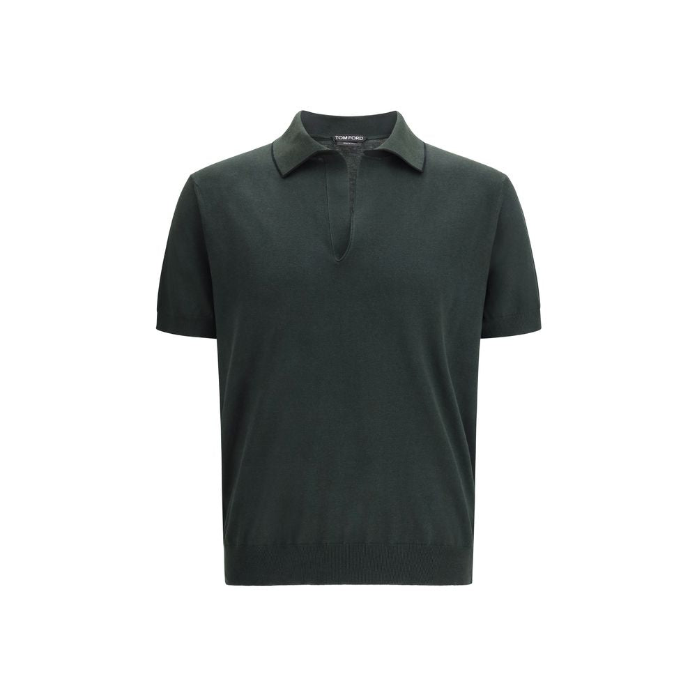 Polo Shirt by Tom Ford for men in cotton & silk bicolour showcases a enviable silhouette, featuring a refined v-neck neckline and short-sleeve for a enviable finish.