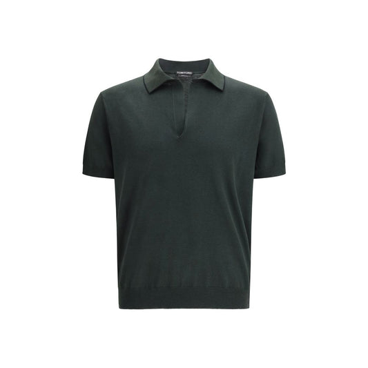 Polo Shirt by Tom Ford for men in cotton & silk bicolour showcases a enviable silhouette, featuring a refined v-neck neckline and short-sleeve for a enviable finish.