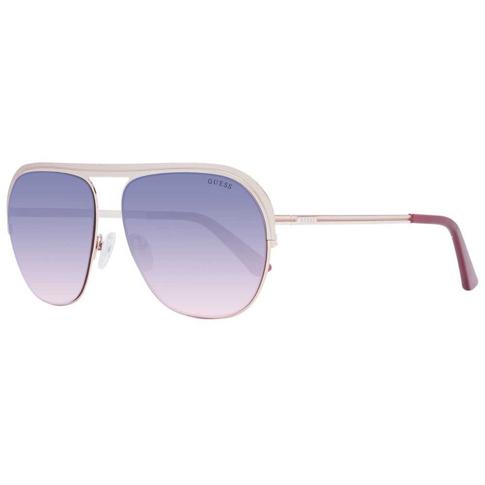 Sunglasses by Guess for unisex in metal and rose-gold featuring an opulent aviator full-rim frame design with a sophisticated rose-gold coloured frame finish and high-performance gradient category-2-medium-tint lens.