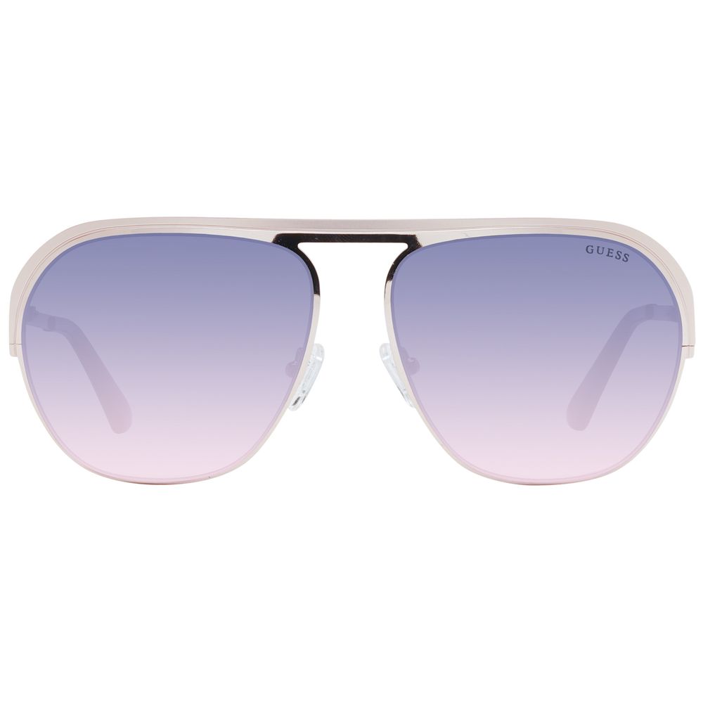 Sunglasses by Guess for unisex in metal and rose-gold presents a sumptuous silhouette, featuring rose-gold coloured frame and aviator full-rim frame design with gradient category-2-medium-tint lens for a sumptuous look.