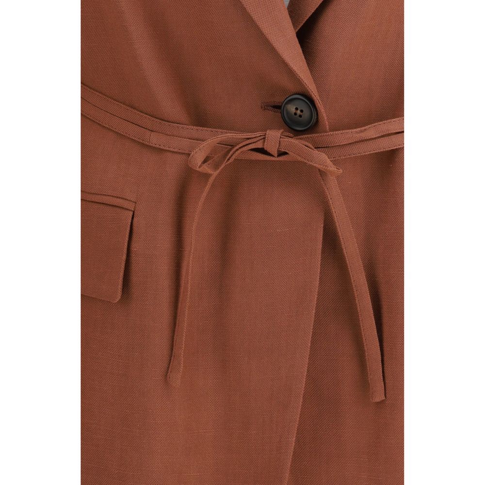 Blazer by Brunello Cucinelli for women in viscose linen twill horn, multicolor & natural showcases a discerning silhouette, elegantly detailed with a sophisticated and premium for a truly discerning finish.