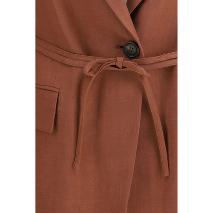 Blazer by Brunello Cucinelli for women in viscose linen twill horn, multicolor & natural showcases a discerning silhouette, elegantly detailed with a sophisticated and premium for a truly discerning finish.